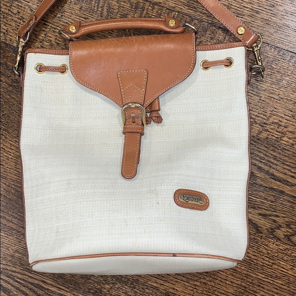 White and Brown Vintage Louvier Bag - Picture 2 of 11